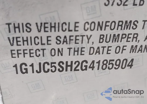 2016 Chevrolet Sonic Lt Auto from USA, damaged, VIN 1G1JC5SH2G4185904